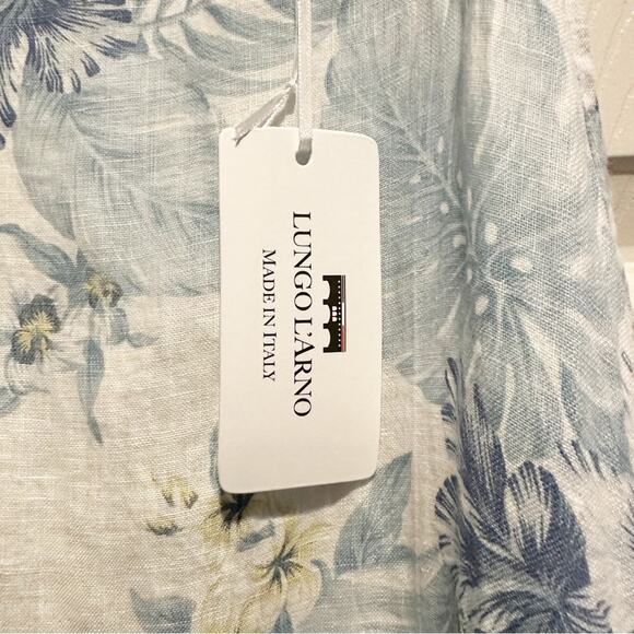 Lungo L’arno MEDIUM 100% Linen Sleeveless Midi Dress Floral A-Line Pockets NWT - Picture 8 of 12